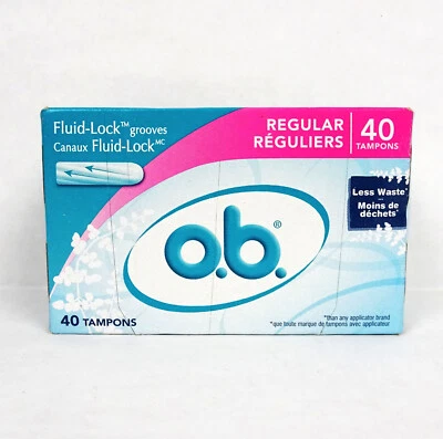 O.B. Tampones regulares ranuras de bloqueo de fluido 40 piezas NOS 2008 protección de caja sellada Foto 1 de 4