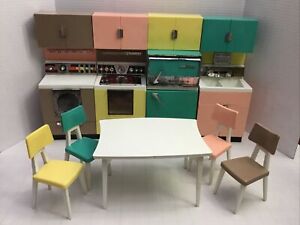 Vintage 1960s Barbie Deluxe Reading Dream Kitchen & Dining Set -  Turkey Rotates