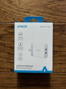 Anker 2-Port PowerPort 24W Wall Charger - White - Brand New SEALED - Picture 1 of 2