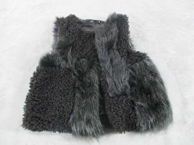 Chaleco BKE Boutique Mujer Mediano Negro Imitación Piel Flyaway Frente Abierto Forrado Boho Usado en Excelente Condición Foto 1 de 4