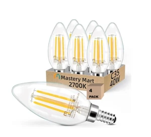 Mastery Mart E14 LED KerzenglĂŒhbirnen, nicht dimmbar 2700K, 4W 4er Pack - Bild 1 von 8