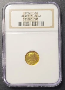 1922 Gold $1 GRANT with STAR * MS 64 NGC Certified - Picture 1 of 4