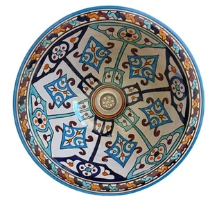 Becken Keramisch Rund Marokkanisch v3 Spüle -maschine Waschbecken Zum Legen Oder - Bild 1 von 2