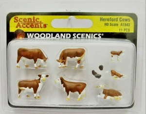 Figuras de vacas Hereford escala HO Woodland Scenics A1843 (11) piezas - Imagen 1 de 1