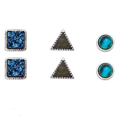 Park Lane «GALAXY» серьги - 3 пары с черный, зеленый и синий друзы - хорошее качество - Изображение 1 из 2