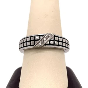 Men’s Stainless Steel & 5 Diamond Size 10 Wedding Anniversary Band Ring! 19 - Picture 1 of 6