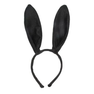Black Plush Bunny Rabbit Ears Wired Aliceband Animal Headband Easter Fancy Dress - Picture 1 of 2