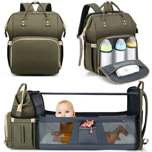 Baby Wickeltasche Wickelstation Rucksack 30L Dual-Use 16 Taschen ARMY GREEN - Bild 1 von 5