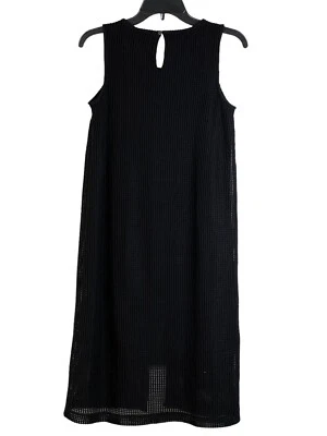 Vestido sin mangas tejido gofre cuello redondo negro H by Halston para mujer talla 2P Foto 1 de 4