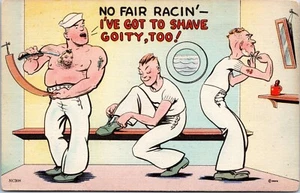 Postkarte - Marine Matrose Humor Comic - No Fair Racin' - Rasur - Bild 1 von 2