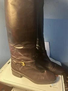 Vintage Etienne Aigner Brown TALL Leather Boots Ladies SZ: 10 - Picture 1 of 14