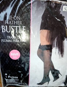 Halloween NEW Tie-on Feather Bustle Costume Cosplay Accessory Adult Black In Pkg - Picture 1 of 1