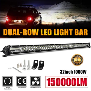 32INCH LED LIGHT BAR 1000W Spot Flood Combo Offroad Truck For SUV Boat 30'' - Picture 1 of 12