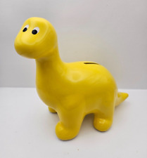 Dinosaur Coin Bank - Yellow Ceramic Brontosaurus Piggy Bank - Bright Yellow Bank
