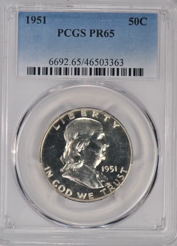 1951 Franklin Half Dollar Proof PCGS PR65 PF 65 Gem Coin 50C Cover