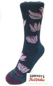 Darn Tough Women's 6089 Dark Teal Lillies Crew Lightweight Lifestyle Sock Casual - Picture 1 of 4