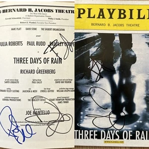 Julia Roberts (2x) Bradley Cooper, Paul Rudd Signed Three Days Of Rain Playbill - Picture 1 of 12