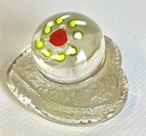 Neal Drobnis Heart Blown Glass Paperweight Red Green Fusion Glass Art - Picture 1 of 9
