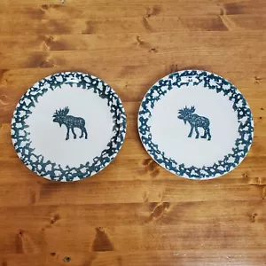Folk Craft Moose Country Salad Plates 7 3/4" Set Of 2 - Picture 1 of 8