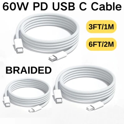 For iPhone 15 16 17Pro Max USB-C Cable 60W Fast Charger Charging Type-C Cord New - Image 1 of 4