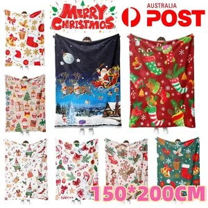 Christmas Blanket Bed Sofa Throw Warm Plush Sheet Rug Bedding Decor Flannel AU - Picture 1 of 17