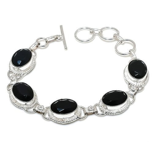 VALENTINO Bracciale gioiello in argento sterling 925 fatto a mano con pietre preziose Spinello misura 7 8''