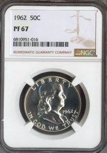 1962 Franklin Half Dollar Proof Silver NGC PF67 Quality - Picture 1 of 2