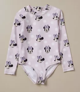 Girls size 6 Long sleeve zip Swimsuit bathers Purple MINNIE MOUSE UPF50+ NEW 554 - Picture 1 of 3