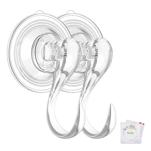 Suction Cup Hooks Small Clear Shower Suction Hooks With Wipes Heavy Duty Vacuum - Picture 1 of 9