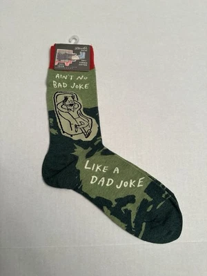 NUEVO Calcetines Azul Q Crew Para Hombre Algodón "Ain't No Bad Joke Like a Dad Joke" Talla 7-12 Foto 1 de 4