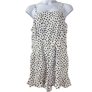 Ann Taylor LOFT Romper Womens Sz 12 White Black Polka Dot Sleeveless Pockets NWT - Picture 1 of 11