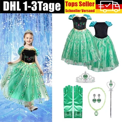 MARKENLOS Anna Elsa Mädchen Prinzessin Kleid Kostüm Cosplay Party Outfit Kind Weihnachten.