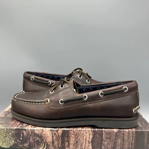 Timberland Malta 2 Ojos Marrón Cuero Genuino Barco Zapatos Planos Reino Unido 5 UE 38 EE. UU. 7 - Imagen 1 de 10