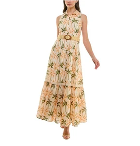 Taylor Oxford-Maxikleid Palmenmuster Größe 10 - Bild 1 von 9