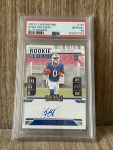 2024 Panini Contenders #117 Keon Coleman Rookie Biglietto Auto RC PSA 10 banconote - Foto 1 di 2