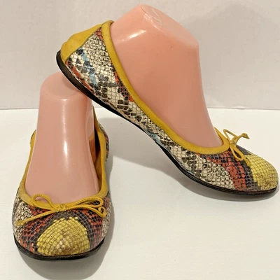 De Colección Bruno Magli Cuero Ballet Pisos Coleccionables Talla 8/39 Piel de Serpiente Estampado DEFECTOS Foto 1 de 4