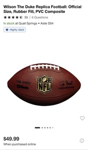 Réplica de fútbol americano Wilson The Duke: tamaño oficial, relleno de goma, compuesto de PVC - Imagen 1 de 6