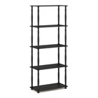 Furinno Turn-N-Tube Engineered Wood 5-Tier Shelf Display Rack in Americano Black