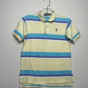 VTG Polo By Ralph Lauren Shirt Youth Medium USA Cotton 80's Yellow Striped - Picture 1 of 8