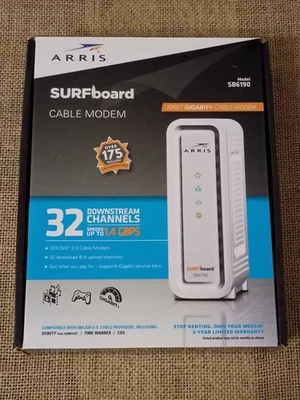 Cable módem Arris SURFboard SB6190 DOCSIS 3.0 nuevo caja abierta Gigabit 32x8 blanco Foto 1 de 4