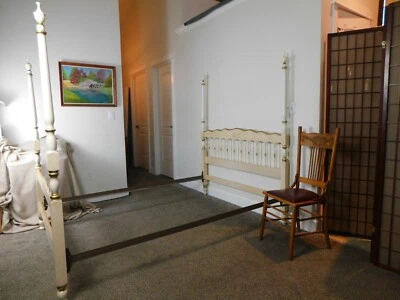 French Provincial Poster Bed Frame Full Size Canopy Ready White Gold Vintage - Image 1 of 4