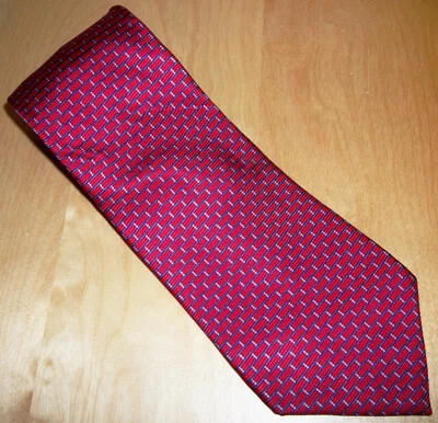 Corbata de cuello de seda para hombre Club Room Charter patrón de ladrillo rojo 58" L x 3,75" W (D553) Foto 1 de 4
