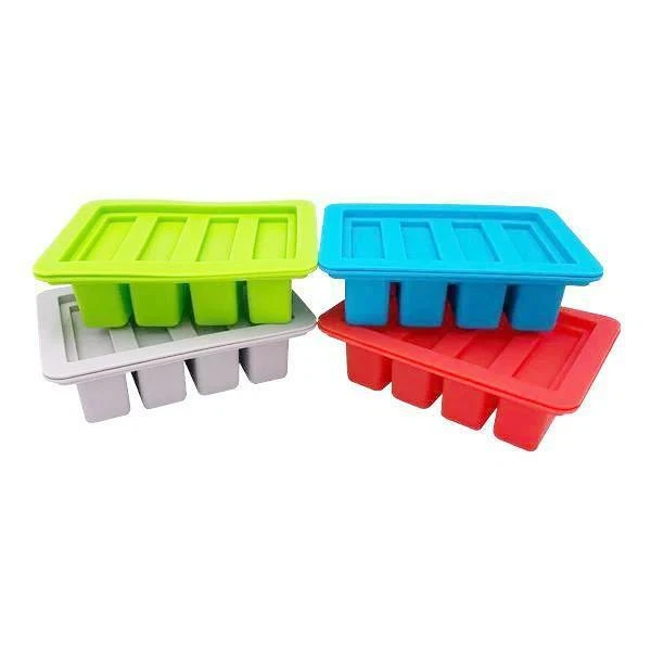 Heavy Duty Silicone Butter Mold Tray with Lid 4 Cavities Rectangle Container - Image 1 of 4