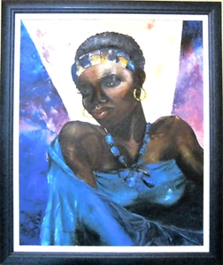 Dominique Jeanne Bynen 1999 BARA L' Africaine 60x70cm Portrait Mädchen Frau Top! - Picture 1 of 8