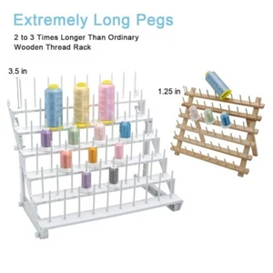 Thread Rack for 60 Spools,Bright White Plastic Large Thread Holder with Long Peg - Picture 1 of 6