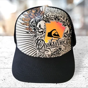 Quiksilver Hat Mens Cap 90s Beach Funky Surf Retro Tattoo Style Graphic RARE! - Picture 1 of 7