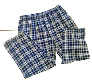 IZOD Mens sz XL Flannel Pajama Pants Lounge Sleep Black White Plaid Cotton Blend - Picture 1 of 7