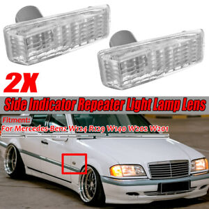 Pair Side Marker Repeater Light Cover for Mercedes W124 R129 W140 W202