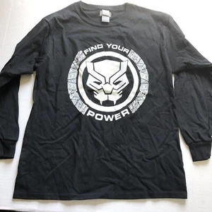 Black Panther Find Your Power Black Logo Graphic Long Sleeve T-Shirt Sz L A1546 - Picture 1 of 3