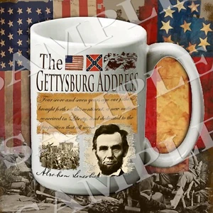 Gettysburg Address Abraham Lincoln 15-ounce American Civil War themed coffee mug - Picture 1 of 1